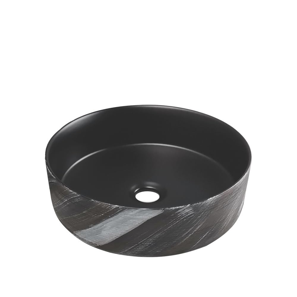 Lavabo céramique rond 36x36 cm Art déco pour vasque sur plan de salle de bain