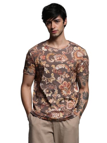 Image of Jack & Jones Men's Printed Round Neck Cotton Slim Fit Tshirt