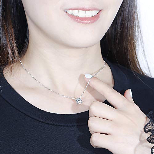 Doveggs Solid 14K White Gold 2Ct 7.5Mm Gh Near Colorless Cushion Cut Moissanite Pandent Necklace With 14K White Gold Chain For Women #TOP4
