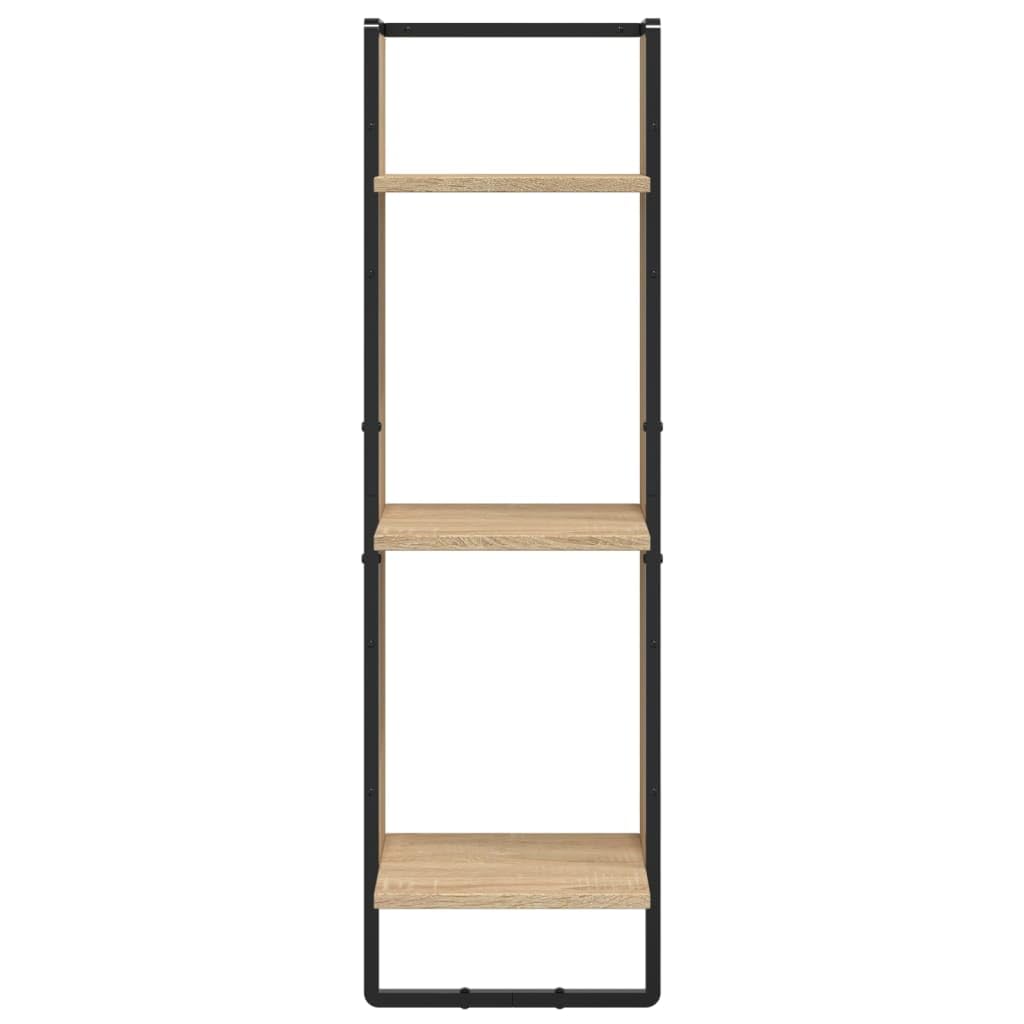 Wandregal 3 Fächer Sonoma Eiche Schweberegal Holzwerkstoff 30 x 25 x 100 cm Wandmontage für Aufbewahrung von Deko Büchern Organizer, Stabilität und Ordnung im Wohnzimmer