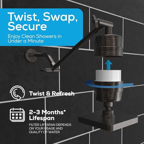 Image of SparkPod 6 inch High Pressure Rain Shower Head with 23 Stage Filter Capsule & 11 Inch Adjustable Shower Arm Extension - Shower Filter Reduces Chlorine for Smoother Hair & Skin (Square, Oil-Rubbed Bronze) | Showerhead for Hard Water, High Pressure Shower Head, Adjustable Showerhead, Universal Connection, Gain Space & Style