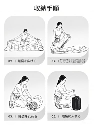HAWK TRIP 四季共通 軽量 寝袋 封筒型 寝袋大人厚め防寒冬保温 簡単収納 エンベロープ スリーピングバッグ の商品画像 5