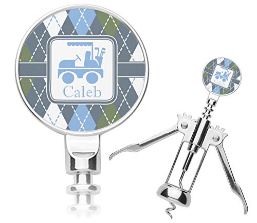 Personalized Blue Argyle Corkscrew