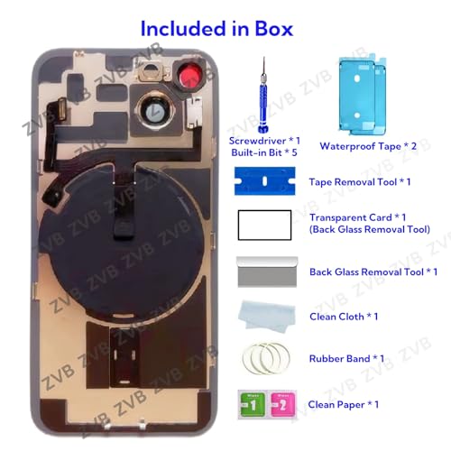 14 Back Glass Replacement Kit with Plate & Flex Cable and All Parts, Midnight, 6.1 Inch for iPhone 14 Back Cover Glass, with Repair Tools (Midnight) by ZVB - Image 5
