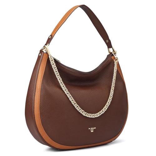 Image of Da Milano Leather Shoulder Bag for Women - Brown (Large) (LB-00317OL)