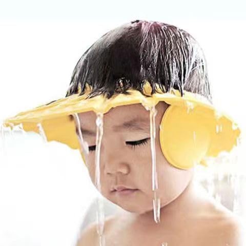 Image of Baby Shower Caps Shampoo Cap Wash Hair Bath Visor Caps Adjustable Shield Waterproof Ear Protector Eye Hats Infant (Pink)