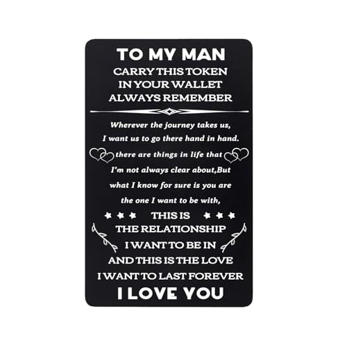 Tihnvk To My Man Wallet Insert Valentines Day Gifts for Husband Boyfriend Love Notes Gifts for Men I Love You Gifts for Husband