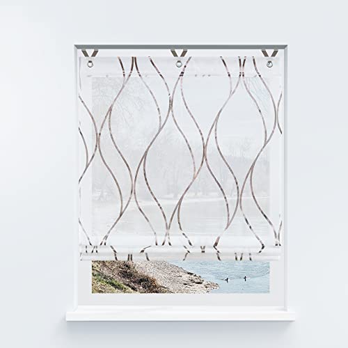 Cortina de gasa transparente para ventana, diseño plegable con ojales, 80 x 130 cm, 1 pieza, elegante y fácil de instalar, decoración del hogar