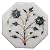Queenza 4" X 4"Border Tiles Black Onyx,Turquoise Gemstone Inlaid White Marble Wall Tiles White