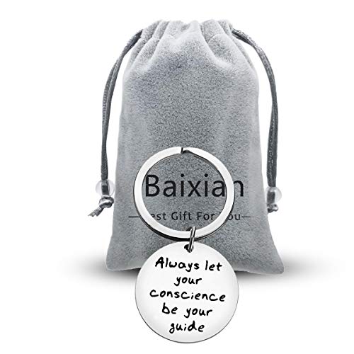 Inspirational Gifts For Women Men Encouragement Gifts Always Let Your Conscience Be Your Guide Keychain Jiminy Cricket Quote Keychain Motivational Gifts For Christmas Thanksgiving Gifts For Him Her #TOP6