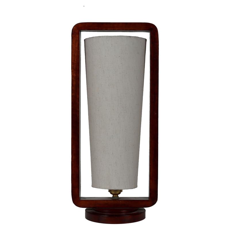 Image of tu casa Table Lamps with Mango Wood Base & Flex Cotton Shades for Home Decor, Bedrooms, Living Room, Gifting, Diwali Decoration, Dining Space, Study Room, Hall (Height- 40cm) - Bulb not Included