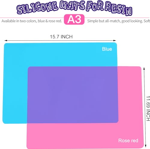 Leobro LL-155 Silicone Mat For Resin Molds, 2 Pcs 15.7 Inch X 11.7 Inch Playdough Mat, Silicone Sheet For Crafts Jewelry Resin Molds Mat, Nonstick Silicone Craft Mats For Uv Resin, Paint, Clay thumb #1