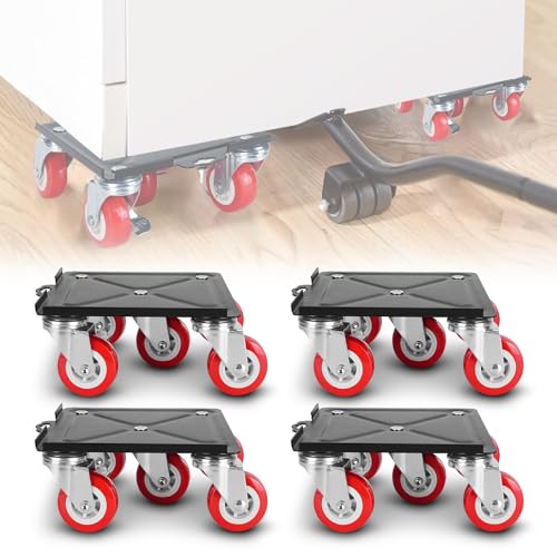 roulettes de Transport pour Meubles, Deplace roulettes pour Meubles Lourde Souleve Meuble Kit de Leve Meuble avec 4 roulettes pour Meubles et Pied-de-biche,...