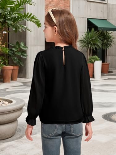 Image of Haloumoning Girls Long Sleeve Shirts Chiffon Blouses 5-14 Years