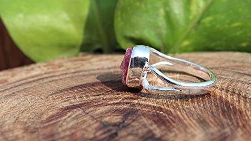 Raw Ruby Ring | July Birthstone Natural Ruby Ring | Raw Gemstone Handmade Silver Ring | Sterling Solid Silver 925 | Handmade Jewelry #TOP3