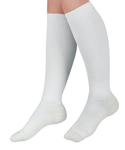 Image of Medline MDS1715BWH Curad Cushioned Compression Socks, B, White