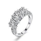 Frauen-verlobungsring-dame-finger-ring 10k Weißes Gold Füllte Ring Schmuck Ehering Drei-stein-ring 8 Zoll