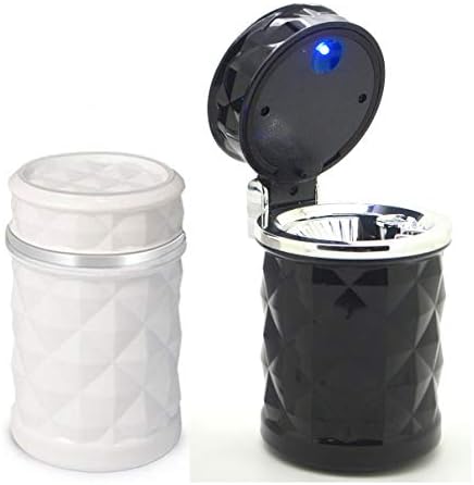 Car Cupholder Travel Ashtray with Lid and LED Light, Decorative Cigar Ash Bucket, Cigarette Ashtray, Car Waste Bin, Value Pack of 2
