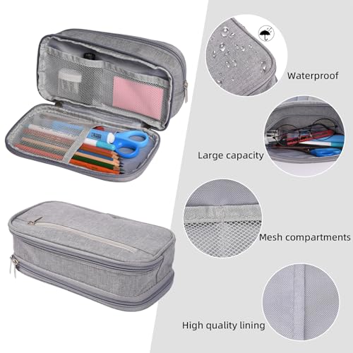 Image of Pencil Case Large Capacity Pen Bag Big Stationery Storage Kit for Office Travel Pouch Arts and Crafts Supplies Organizer Multiple Compartments Water Resistant (Red)