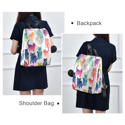 Mochila de viaje con gatos en acuarela para evitar robos 7
