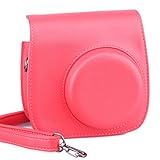 [Fujifilm Instax Mini 8 Case] - CAIUL Comprehensive Protection Instax Mini 8 Camera Case Bag With Soft PU Leather Material (Raspberry)