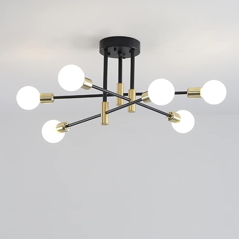 Miniatura 2 de LightInTheBox Moderno Sputnik - Lámpara de techo dorada con 6 luces de mediados de siglo, semiempotradas, para dormitorio, comedor, sala de estar,