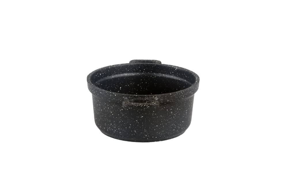 KAMBERG - 0008199 - Set 4 Mini Cocottes Ø 12 cm Ronde Noire - Fonte d'aluminium - Revêtement pierre - Tous feux dont induction - Sans PFOA