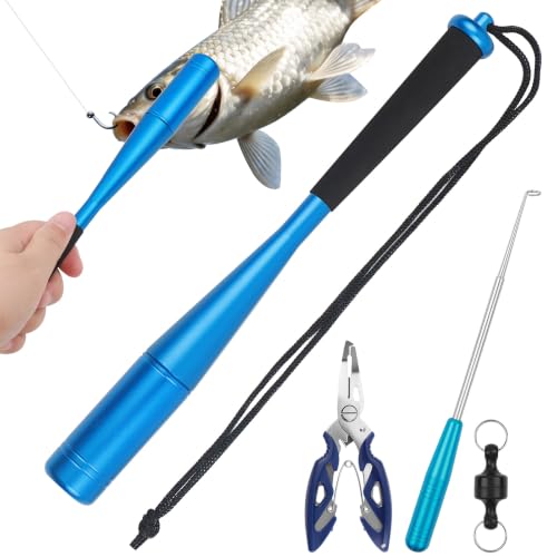 AIUNBEST Fish Killer Fishing Pliers 3 Piece Fishing Accessories Hook Remover Fish Duster Set Aluminium Fish Blackjack Fishing Pliers Disgorger Trout
