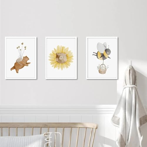 Affiche renard et ours bohème pour chambre enfant - Toile 70x90 cm lianyibo