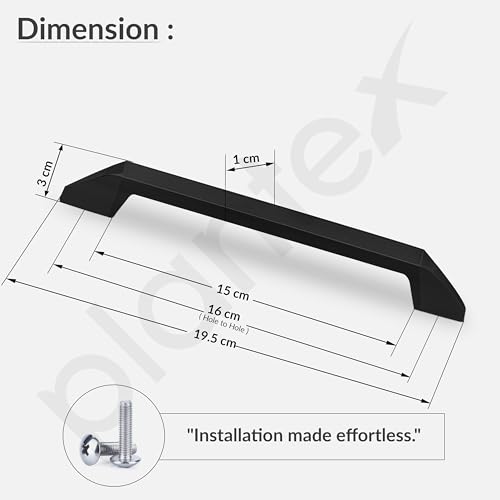 Image of Plantex Cabinet Handle /Kitchen Cabinet Door Handle /Wardrobe /160 mm Cupboard Handle /Door Pull-Push Handle for Home /Office - Pack of 2 (Black)