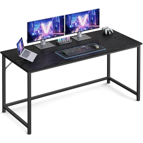 VASAGLE Tisch, Computertisch, Bürotisch, 135 x 60 x 76 cm, für Arbeitszimmer, Schlafzimmer, Wohnzimmer, ebenholzschwarz-tintenschwarz LWD043B56V1
