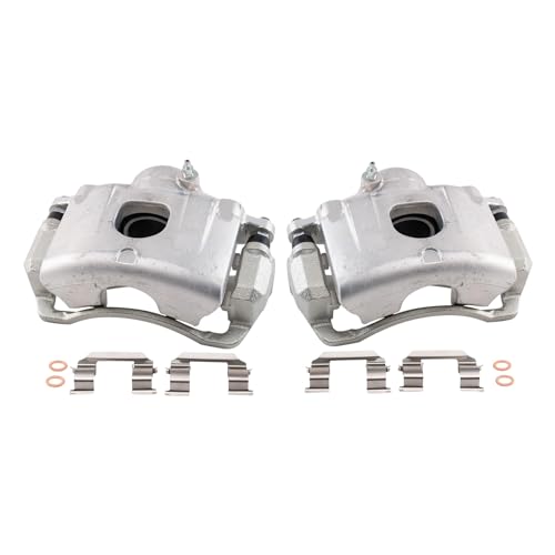 Image of TRQ Front Brake Caliper Set Zinc Coated Brackets Hardware Compatible with 2004-2009 Kia Spectra 2005-2009 Spectra5