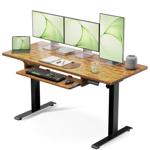 Image of TEKAVO Cift Height Adjustable Table for Office Work | Electric Standing Table Workstation with Keyboard Tray for Home Office| 60 kg Load Capacity |120L x 60W | Forest I DIY