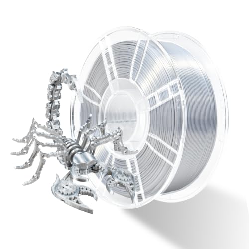 Image of iBOSS Silk PLA Plus Filament 1.75mm Silver 1KG, 3D Printer Filament Dimensional Accuracy + /- 0.02mm, 1kg Plastic Spool(2.2lbs) Shiny Silk 3D Printing Filament Fits for Most FDM 3D Printers