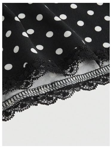 SOLY HUX Women's Y2k Lace Trim Polka Dots T Shirt Cap Sleeve V Neck Ruched Bow Tee Crop Tops4