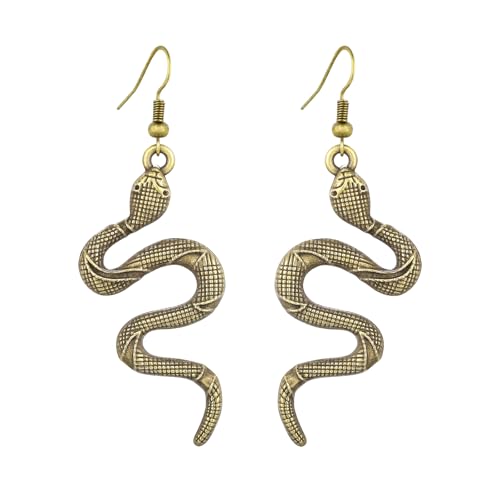 Silver/Gold Boho Dangle Statement Earrings for Women Trendy Handmade Vintage Dainty Cute Long Drop Summer Earrings fashion Accessories Jewelry Gifts (A71 Snake Carved Antique Brass Earrings)