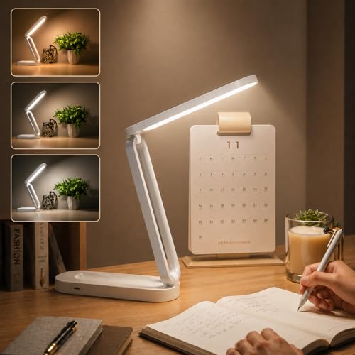 Image of BKK Rechargeable LED Study Table Lamp with Touch Sensor, 3 Color Modes & Stepless Dimming, Portable USB Desk Light for Study, Reading & Bedside