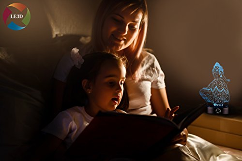 3D Optical Illusion Night Light - 7 Led Color Changing Lamp - Cool Soft Light Safe For Kids - Solution For Nightmares - Disney Princess Belle Beauty And The Beast #TOP5