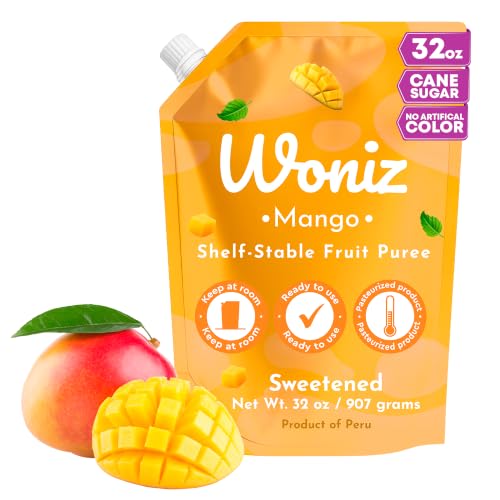 WONIZ Mango Fruit Puree, Sweetened Smoothie & Drink Mixer, 32 oz