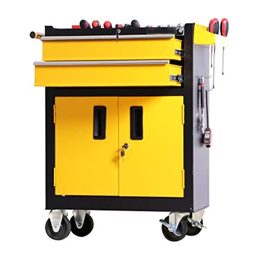AndyJerzy Multi-purpose Tool Cart Workshop Tool Auto Repair Tool Trolley Tool Cart With Drawer Tattoo Workbench Tin Cabinet Multifunctional (Color : Yellow, Size : 62x33x87cm)