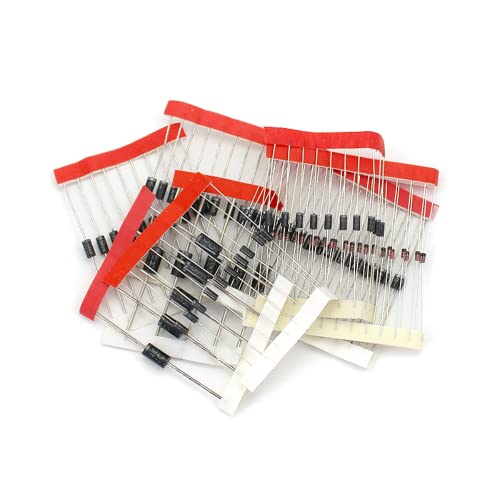 DollaTek Ensemble de 100 pièces 8 Values Rectifier Diodes Bag Assortment Kit pour Arduino (25 x 1N4148, 25 x 1N4007, 10 x 1N5819, 10 x 1N5399, 10 x FR107, 10 x FR207, 5 x 1N5408, 5 x 1N5822)