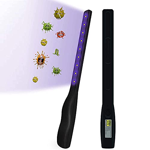 UV Light Sanitizer Wand, Handheld UVC Light Sanitizer for Hotel Household Wardrobe Car, Rechargeable UV-C Sanitizer Travel Wand Without Chemicals Kills 99% of Germs Viruses