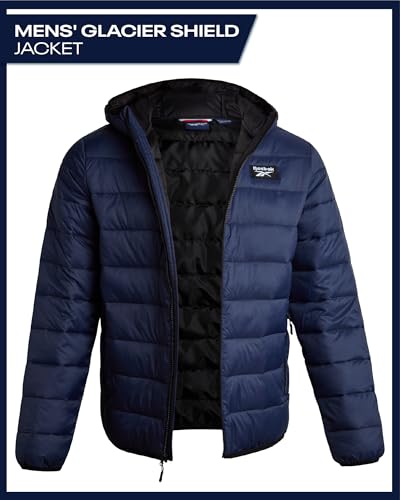 Image of Reebok Mens Puffer Jacket - Lightweight Quilted Glacier Shield Plus Size Puffer Jackets for Men - Insulated Mens Winter Coats
