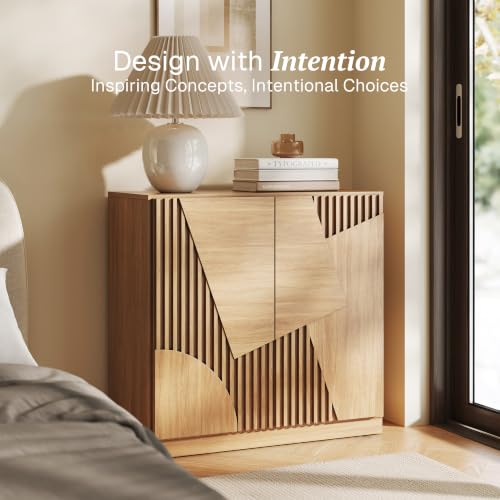 Image of BELLEZE 33 inch Modular Sideboard Buffet Cabinet - Camel R