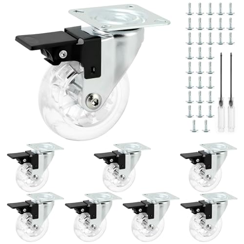 QWORK 3 Inch Swivel Caster Wheels Set of 8, Heavy Duty 800lb...