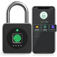 Pothunder Fingerprint Padlock with APP, Keyless Biometric Lock, Smart Waterproof Padlock Suitable for Gym, Locker, Gates, Fence and Storage