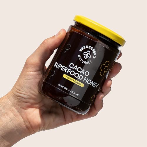 Beekeeper's Naturals Superfood Cacao Honey - Organic, Raw Ecuadorian Cacao with Antioxidants, Iron and Calcium. Free of Gluten, Dairy & Sugar (1.1lbs)