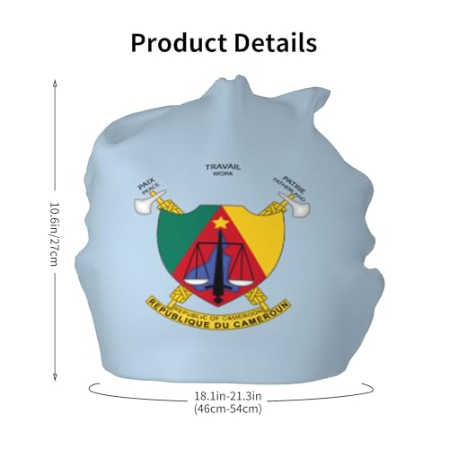 National Emblem of Cameroon Children Hip Hop Knitted Hat Kids Elastic Leisure Knit Cap Warm Sleep Beanies Black2