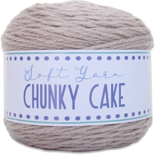 Image of ThreadArt Chunky Yarn Cake for Crochet #6, 300g /316 Yds, Dove Grey 19 | Soft super bulky #6 acrylic yarn cake for blankets, scarves, hats, crochet and knitting. Big 300g cake is machine washable.