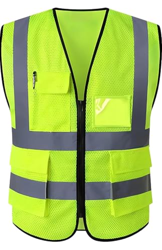 Image of STONIX High Visibility Safety Jacket for Men - Reflective Work Vest with Pockets, Breathable & Durable for Construction, Industrial & Outdoor Work, (Green, Pack of 1,2,5)
